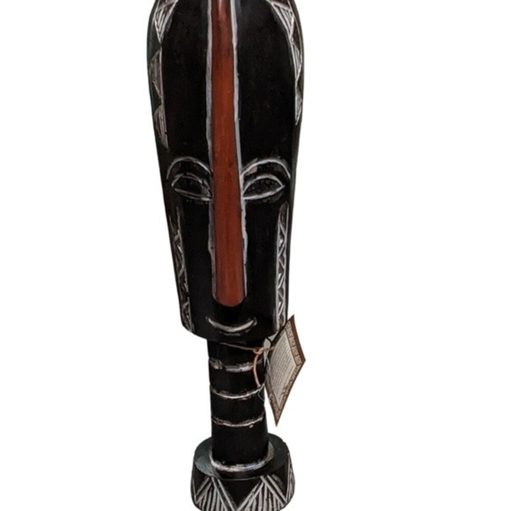 Face mask hand handcrafted Ghana wooden stand souvenir collectable ethnic - Picture 10 of 10